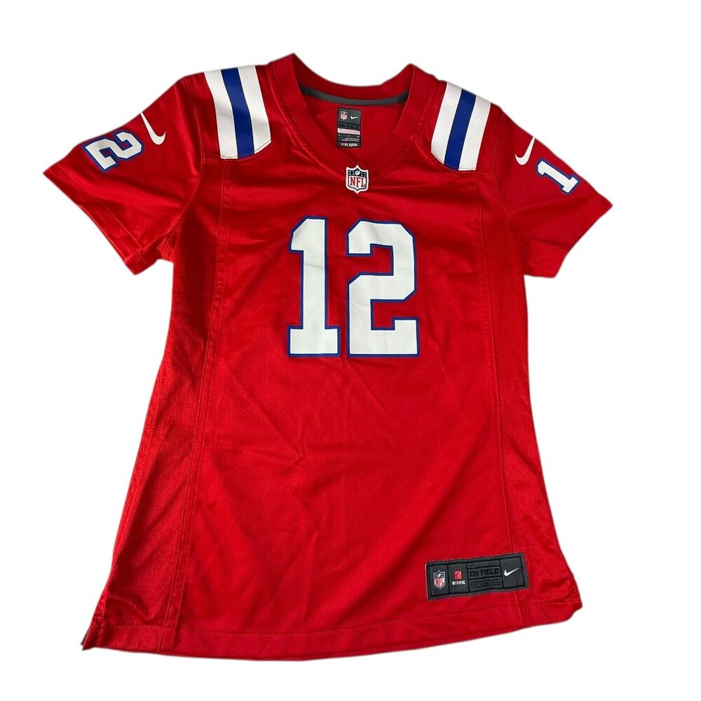 NIKE NFL Football Jersey Size Small.  Red White Blue.  Patriots.  Tom Brady #12